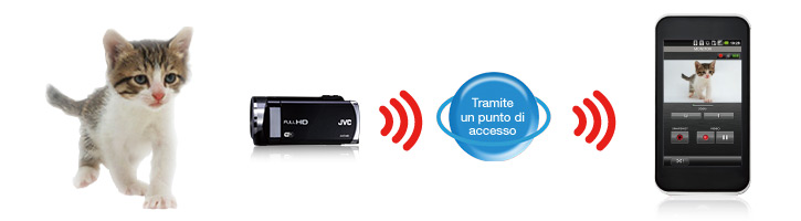 Tramite un punto di accesso