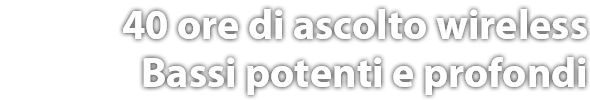 40 ore di ascolto wireless Bassi potenti e profondi