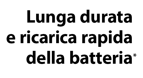 Lunga durata e ricarica rapida della batteria