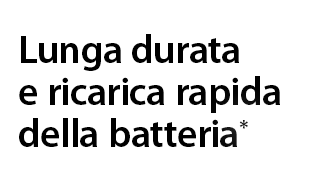 Lunga durata e ricarica rapida della batteria